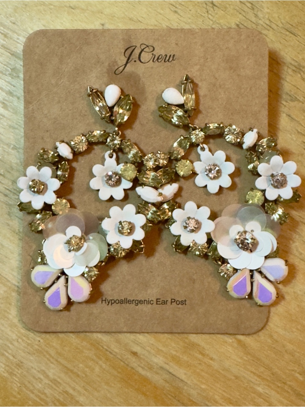NWT Rare Vintage J.Crew White Garden Wreath Statement Earrings K3680 - Picture 10 of 15